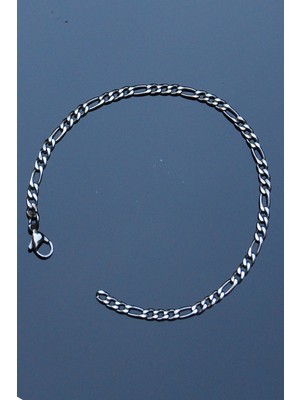 Rua Jewelry Çelik Figaro Zincir Bileklik 21 cm 4 mm Gümüş Renk | Kararmaz , Unisex , 2 Yıl Garantili