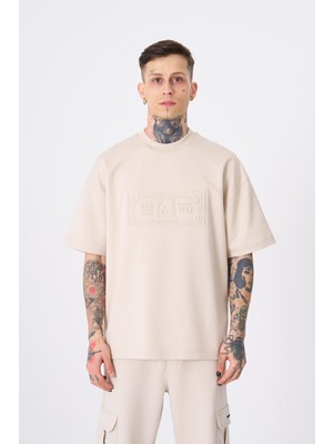 Erkek Machinist Dollar Basic Oversize Tişört Açık Bej