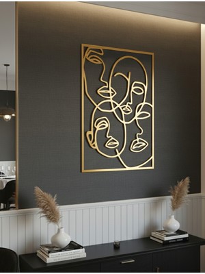 Bukava| Humana Line - Modern Metal Duvar Tablosu - Line Art Tasarım (55X70 Cm)