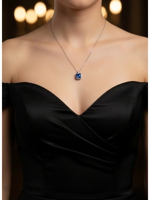 Zarene Silver Mavi Baget Kolye 925 Ayar Gümüş