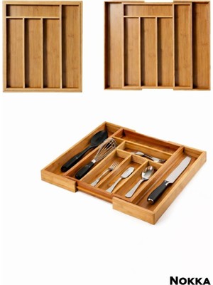 Nokka Bambu Ayarlanabilir Çekmece İçi Kaşıklık 5-7 Bölmeli Organizer Dayanıklı Malzeme ile