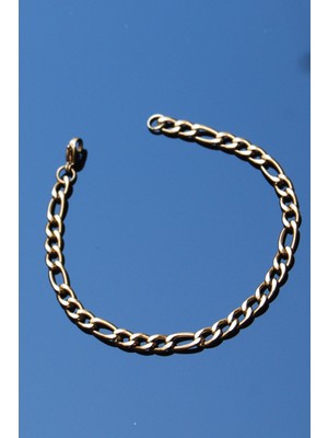 Rua Jewelry Çelik Italyan Figaro Bileklik 21CM 5 mm Altın Renk | Kararmaz ,unisex ,2 Yıl Garantili