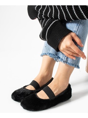 Bufu Tavşan Tüylü Zra Model Yumuş Kadın Babet