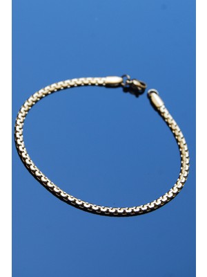 Rua Jewelry Çelik Ezme Elegant Bileklik 3 mm Altın Renk | Kararmaz ,unisex ,2 Yıl Garantili