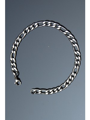 Rua Jewelry Çelik Figaro Zincir Bileklik 5 mm Gümüş Renk | Kararmaz , Unisex , 2 Yıl Garantili
