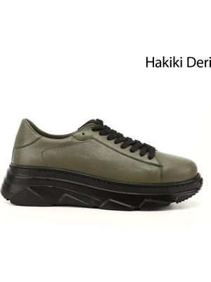 Gönderi(r) Kadın Yeşil  Bağcıklı Dolgu Taban Hakiki Deri Sneaker