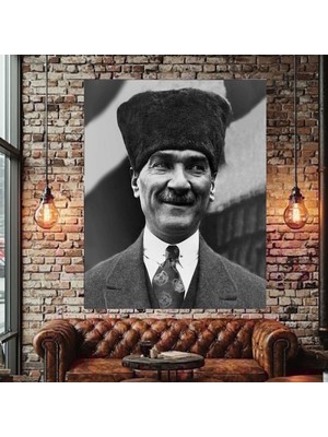 Özkacar Group Atatürk Karakalem Kanvas Tablo Ev Duvar Salon Ofis Dükkan Iş Yeri Hediyelik Dekarasyon Süsü