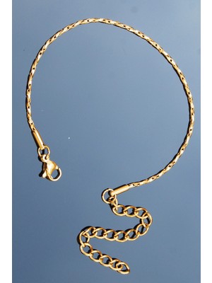 Rua Jewelry Çelik Italyan Recta Sarmal Bükümlü Bileklik 1 mm Altın Renk | Kararmaz ,unisex ,2 Yıl Garantili