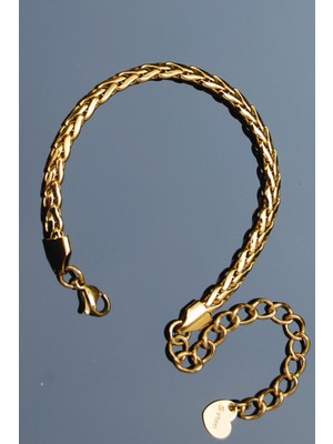 Rua Jewelry Çelik Italyan Braided Chain Bileklik 5 mm Altın Renk | Kararmaz , Unisex , 2 Yıl Garantili