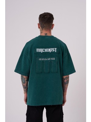 Machinist Erkek Be Bold Be You Yıkmalı Oversize Tişört Yağ Yeşili