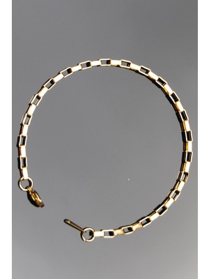 Rua Jewelry Çelik Dikdörtgen Geçirmeli Bileklik 3 mm Altın Renk | Kararmaz , Unisex , 2 Yıl Garantili