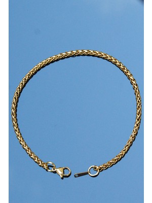 Rua Jewelry Çelik Italyan Örme Bileklik 3 mm Altın Renk | Kararmaz ,unisex ,2 Yıl Garantili