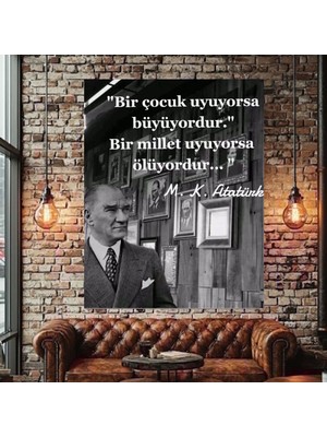 Özkacar Group Atatürk Söz Siyah Beyaz Kanvas Tablo Ev Duvar Salon Ofis Dükkan Iş Yeri Hediyelik Dekarasyon Süsü
