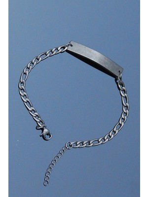 Rua Jewelry Dikdörtgen Figürlü Figaro Zincir Bileklik Antik Gümüş Renk 5mm