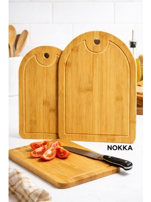 Nokka 2’li Bambu Oval Kesim Tahtası Seti- Sunum Seti