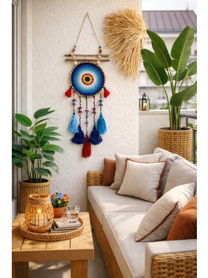 Makromenis Nazarlık Düşkapanı Nazar Boncuğu Rüya Tutucu Kapı Süsü Duvar Süsü Dreamcatcher