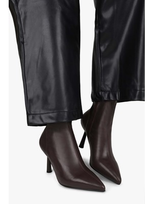 Shoeberry Kadın Glove Kahve Cilt Streç Topuklu Bot
