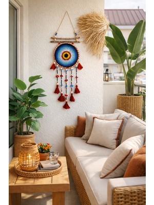Makromenis Nazarlık Düşkapanı Nazar Boncuğu Rüya Tutucu Kapı Süsü Duvar Süsü Dreamcatcher