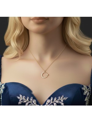 Modahilye 925 Ayar Gümüş Ay Yıldız Hilal Altın Kaplama Kolye