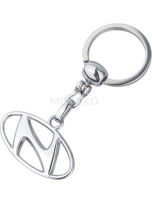 Mozoko Yüksek Kaliteli Hyundai Logolu Metal Araç Anahtarlık, Çift Yönlü Logo, Hediyelik Araba Anahtarlık