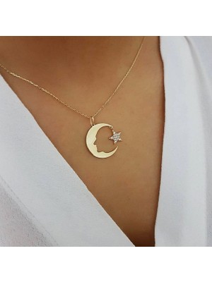 Papatya Silver Atatürk Silüeti Ay Yıldız Nano Taşlı Rose Altın Kaplama Gümüş Kadın Kolye Atatürk
