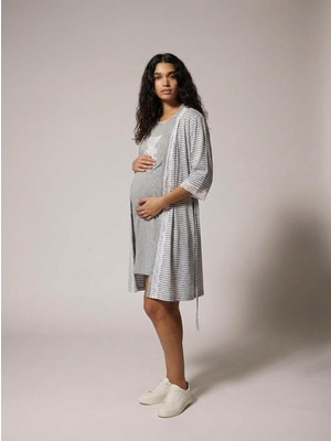 Cotonhause Kadın Kısa Kol Hamile Lohusa Gecelik Sabahlık Takım COT522175