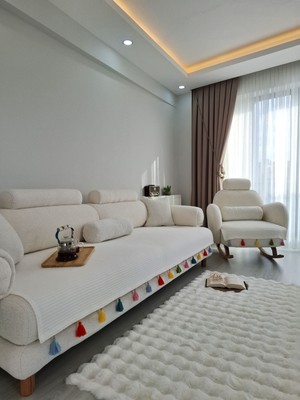 Arva Home Koltuk Örtüsü Püsküllü Çekyat Örtüsü 200 x 95