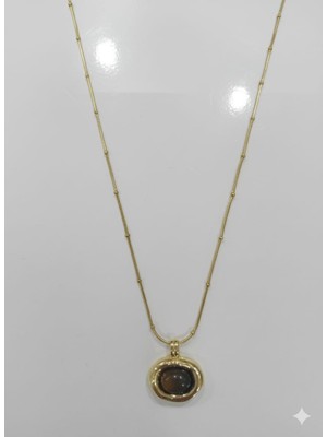 Akfecan Çelik 316L Boncuk Zincirli Taşlı Kolye