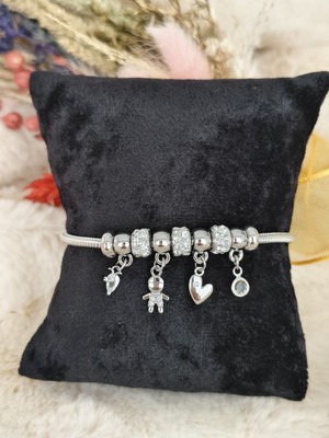 Tuel Gold&silver Insan Figürlü Çelik  Charm Bileklik