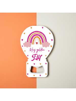 Hedef Plus 20 Adet Pembe Gökkuşağı Temalı Balon Açacak Magnet, Kız Bebek Magnetleri