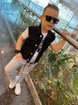 Burçak Butik Erkek Çocuk Yelek / Pantolon / Suprem Tişört 3'lü Takım - Bayramlık