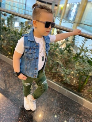 Burçak Butik Erkek Çocuk Yelek / Pantolon / Suprem Tişört 3'lü Takım - Bayramlık