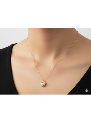 Akfecan Çelik 316L Zirkon Taşlı Içi Açılan Kalp Lolye