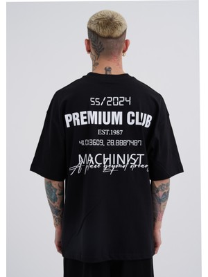 Machinist Erkek Premıum Club Oversize Tişört Siyah