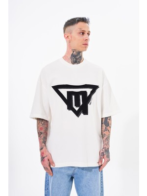 Machinist Erkek Triangel Applique Baskılı Tişört Ekru