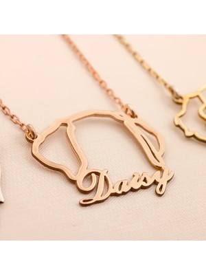 buğrahayalin 14 Ayar Köpek Isimli Kolye, Kişiye Özel Köpek Kulaklı Kolye, Özel Evcil Hayvan Takısı, Evcil Hayvan