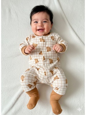 necix’s Love-Ayıcık Baskılı Çorap Patikli Tulum Set