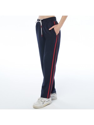 ASN Concept Kadın Örme Kumaş Yanı Şeritli Lacivert Renk Örme Eşofman Altı (Büyük Beden Seçeneğiyle)