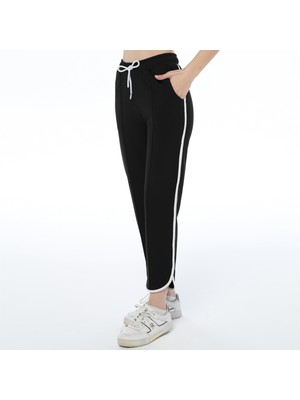 ASN Concept Kadın Siyah Renk Yırtmaç Paçalı Önü Çima Dikişli Biyeli Pantolon (Büyük Beden Seçeneğiyle)