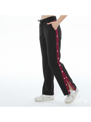 ASN Concept Kadın Yanı Çıtçıtlı Siyah Renk Eşofman Altı (Büyük Beden Seçeneğiyle)