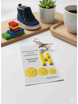Yalgın 3D LEGO Tasarımlı Harf Anahtarlık - Kişiye Özel Isimli Bebek Doğum Hediyelik Seti (5 Adet)