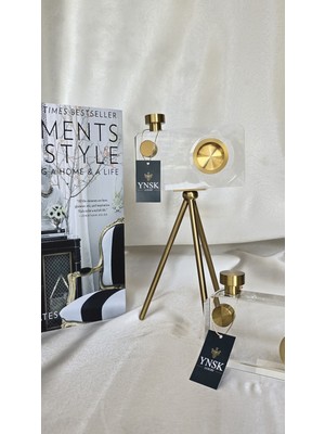 Feyza Design Şeffaf Kristal Cam Fotoğraf Makinesi Dekoratif Obje, Ayaklı, Küçük Boy