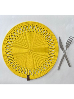 Feyza Design Dalgalı Jüt Dokuma Supla, Amerikan Servisi, Şık ve Doğal Dekorasyon