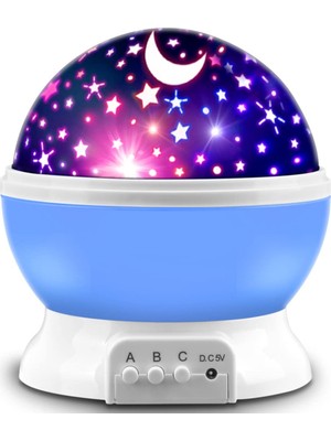 Renkli Yıldızlı Çocuk ve Bebek Odası Gece Masa Lambası Projektörlü