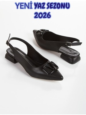 Muhhu Moda Günlük Kullanalım,toka Detaylı, 2 cm Yüksekliğinde, Babet, Tam Kalıp,