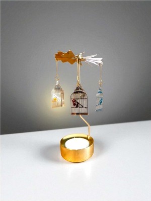 Isı ile Dönen Mumluk – Bülbül Altın Kafeste Modeli, Dekoratif Mumluk