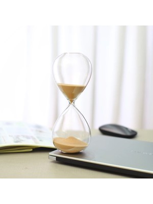 Feyza Design Şık Dekoratif Cam Kum Saati, Küçük Boy, 30 Dakika, Krem Renk