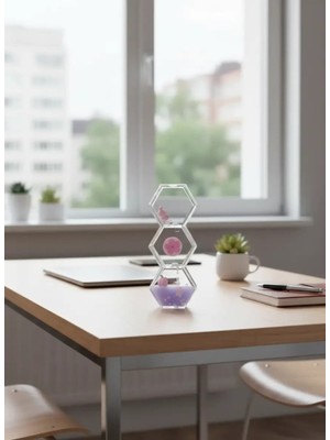 Feyza Design Mor Renkli Şık ve Zarif Sulu Kum Saati, Zaman Ölçüm Aksesuarı