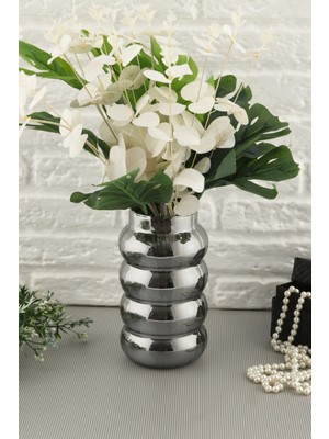 Füme Renkli Dekoratif Cam Vazo - 19 Cm, Şık ve Zarif Tasarım