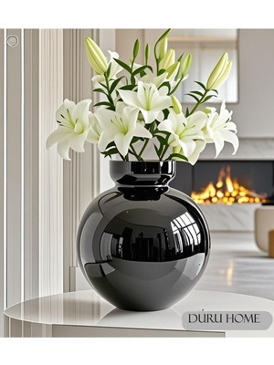 Modern Siyah Dekoratif Vazo 22X24X11, Şık ve Özel Tasarım